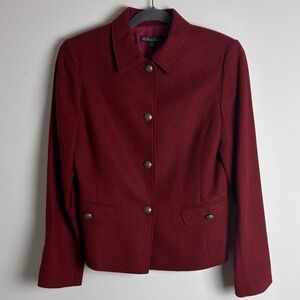 Brooks Brothers Cranberry 100% Lambs Wool Riding Jacket Size 8